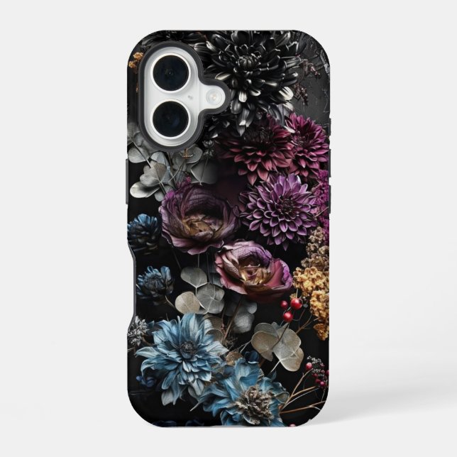 Gothic Floral iPhone 16 Case (Back)