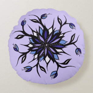 Gothic Floral Mandala Monsters And Teeth Round Pillow