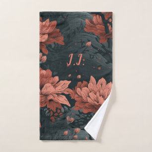 Gothic Floral Monogram Pickleball Towel