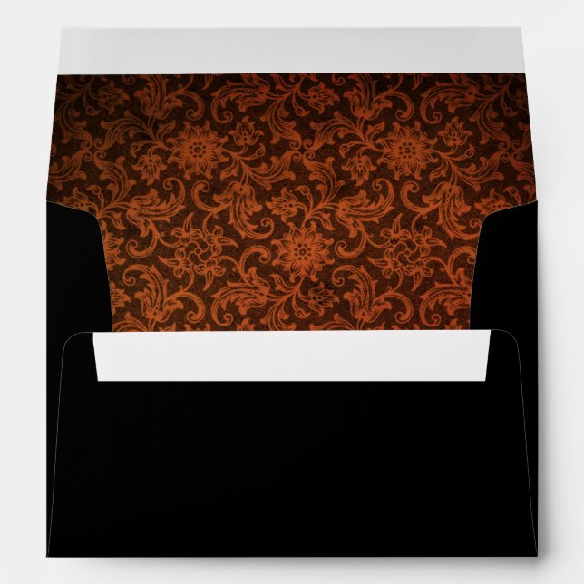 Gothic Floral Pattern | Orange and Black Envelope (Back (Bottom))