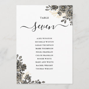 Gothic Floral Roses Seating Plan Table Number
