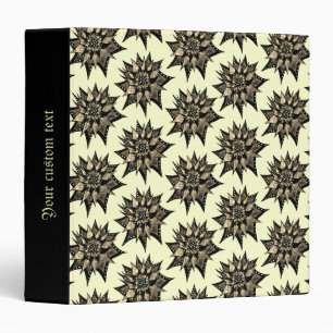 Gothic Floral Sepia Spiked Flower Pattern Binder