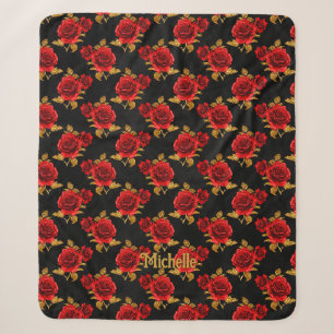 Gothic Floral Sherpa Blanket