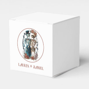 Gothic Floral Skeleton Lovers Names Wedding  Favor Box