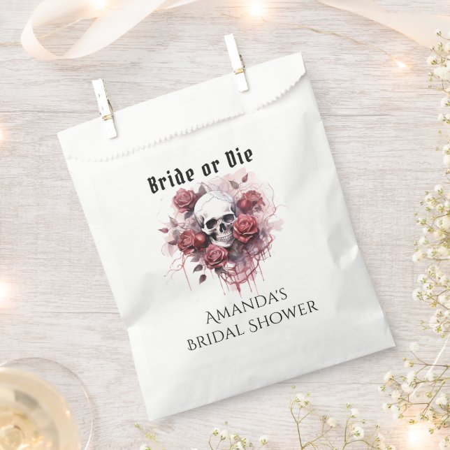 Gothic Floral Skull Bridal Shower Favour Bag (Clipped)