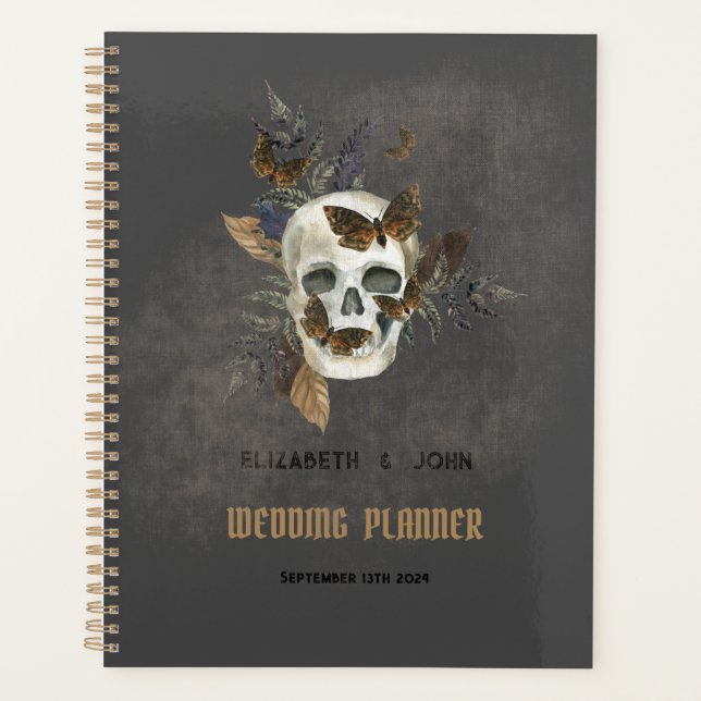 Gothic Floral Skull Butterflies  Wedding Planner (Front)