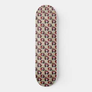 Gothic Floral Skull Flowers Skateboard