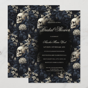 Gothic Floral Skulls Moody Dark Bridal Shower Invitation
