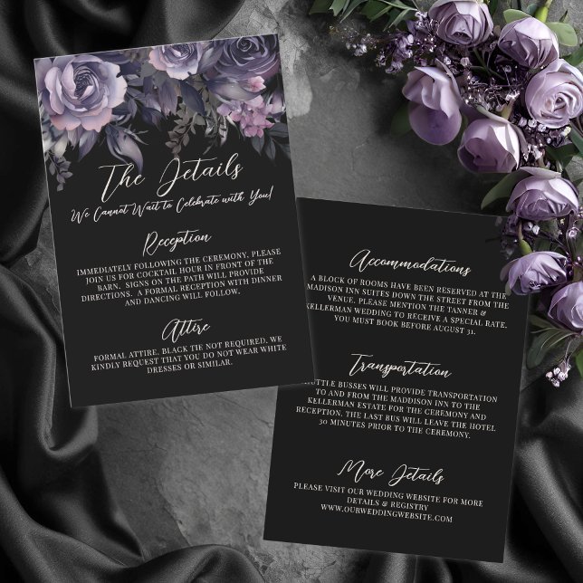 Gothic Floral Wedding Details Enclosure Card (Gothic Floral Wedding Details Enclosure Card)