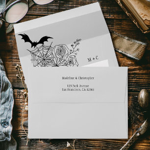Gothic Floral Wedding Grey Envelope