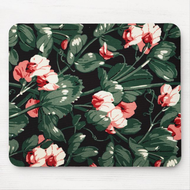 Gothic Flower Pattern Transparent Aesthetic Flower Mouse Pad (Front)