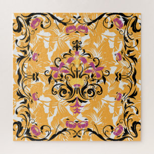 Gothic Flowers, Colourful Floral Art Jigsaw Puzzle