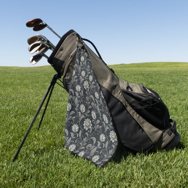 Gothic Flowers Pattern Golf Towel (Green)