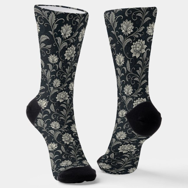 Gothic Flowers Pattern Socks (Angled)