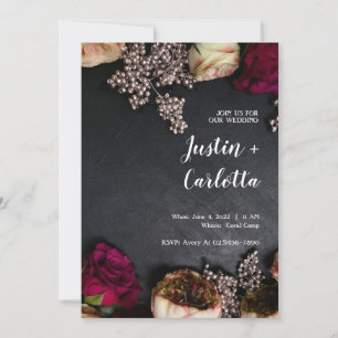 Gothic Flowers Wedding Invitation
