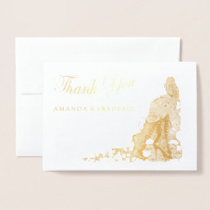 Gothic-Foil Gold Steampunk Wedding Thank You card