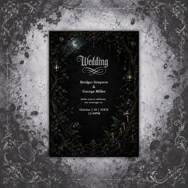 Gothic Forest Moon Lantern Wedding  Invitation (Creator Uploaded)