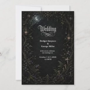 Gothic Forest Moon Lantern Wedding  Invitation