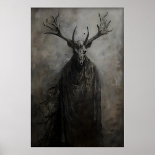 Gothic Forest Spirit Print, Forester Dark Academia Poster