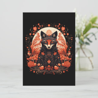 Gothic Fox and Flowers Holiday Card