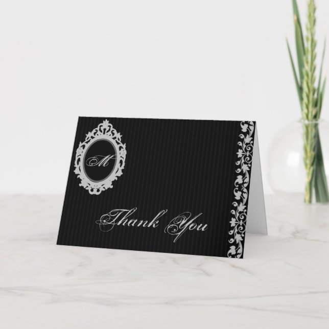 Gothic Frame Monogram Thank You card (Front)