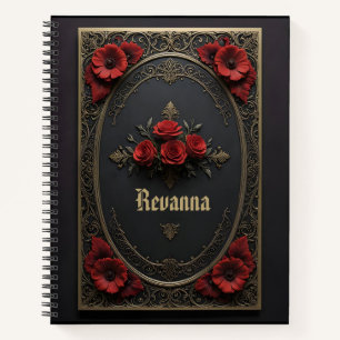 Gothic Frame with Red Flowers Notebook