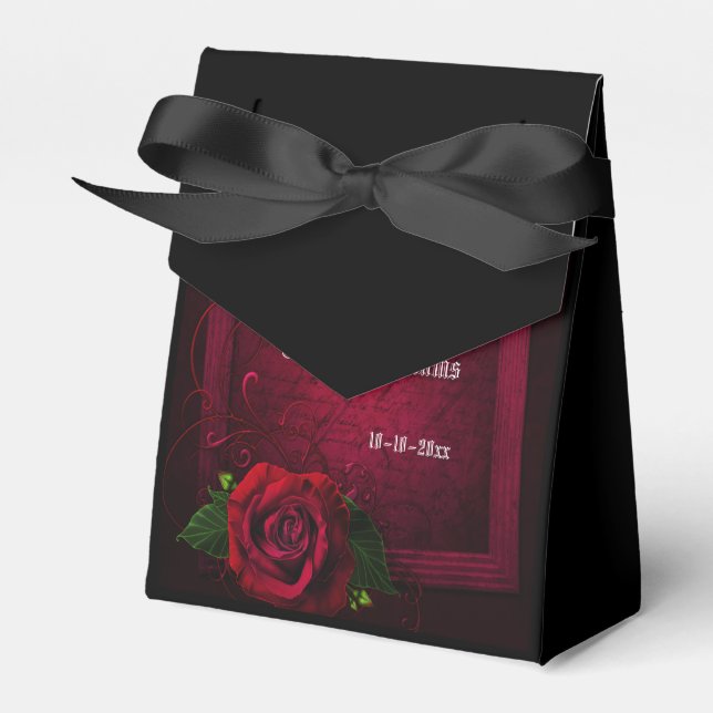 Gothic Framed Letter &  Red Rose Favor Box (Front Side)