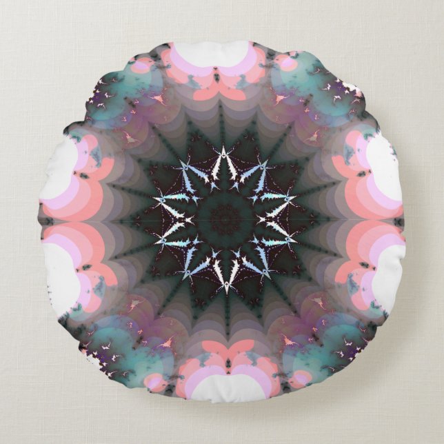 Gothic Frozen Winter Spider Web Round Pillow (Front)