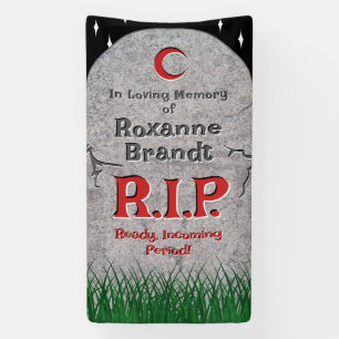 Gothic Funeral Headstone RIP First Period Party Banner