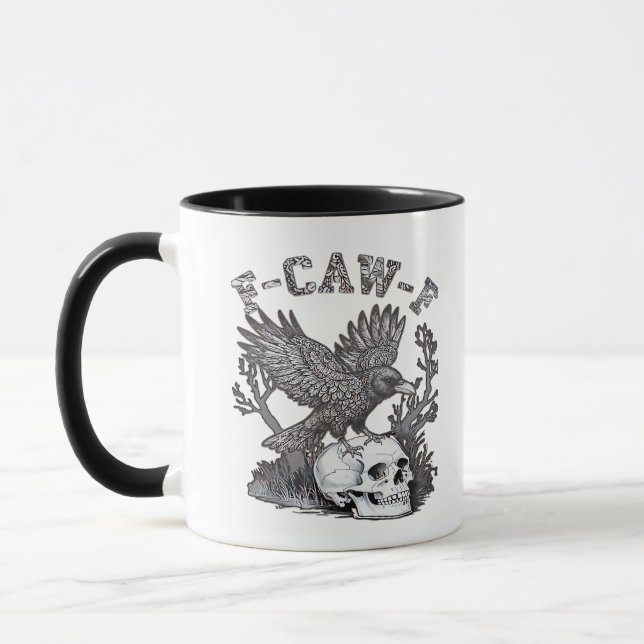 Gothic Funny F-Caw-F Humor Crow Essential Retro St Mug (Left)