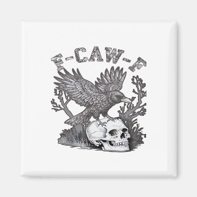 Gothic Funny F-Caw-F Humour Crow Essential Retro S Magnet (Front)