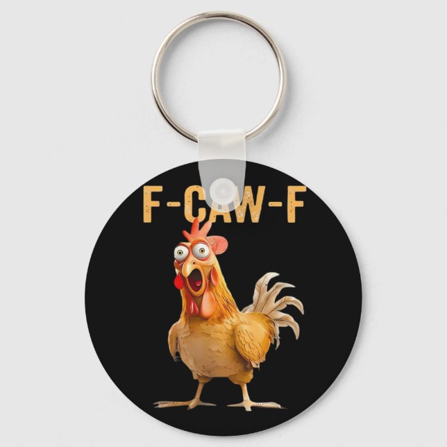 Gothic Funny Humour Crow F-Caw-F Keychain (Front)