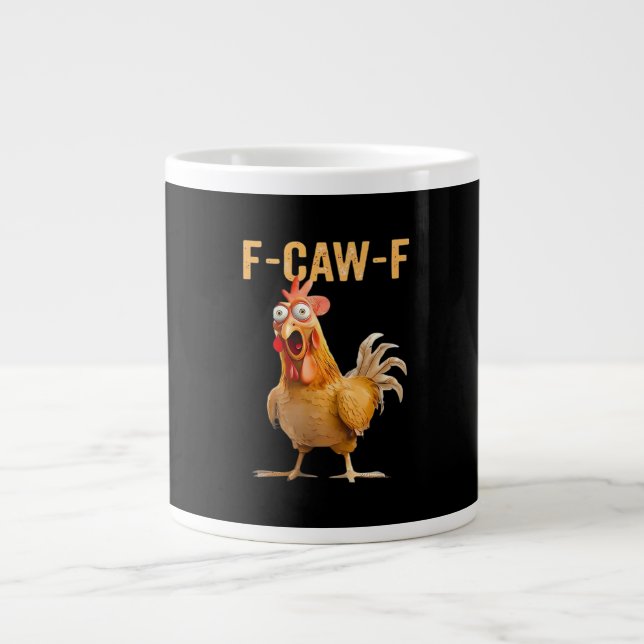 Gothic Funny Humour Crow F-Caw-F Large Coffee Mug (Front)