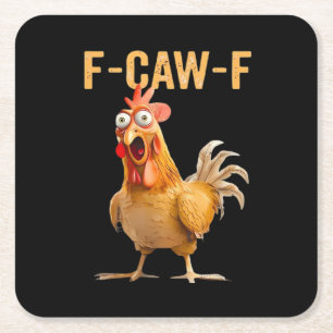 Gothic Funny Humour Crow F-Caw-F Square Paper Coaster