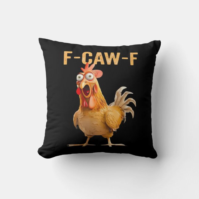 Gothic Funny Humour Crow F-Caw-F Throw Pillow (Front)