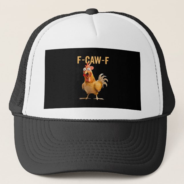 Gothic Funny Humour Crow F-Caw-F Trucker Hat (Front)