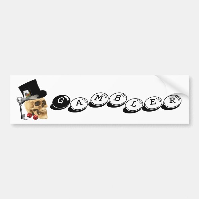 Gothic gambler skull tattoo design bumper sticker (Front)