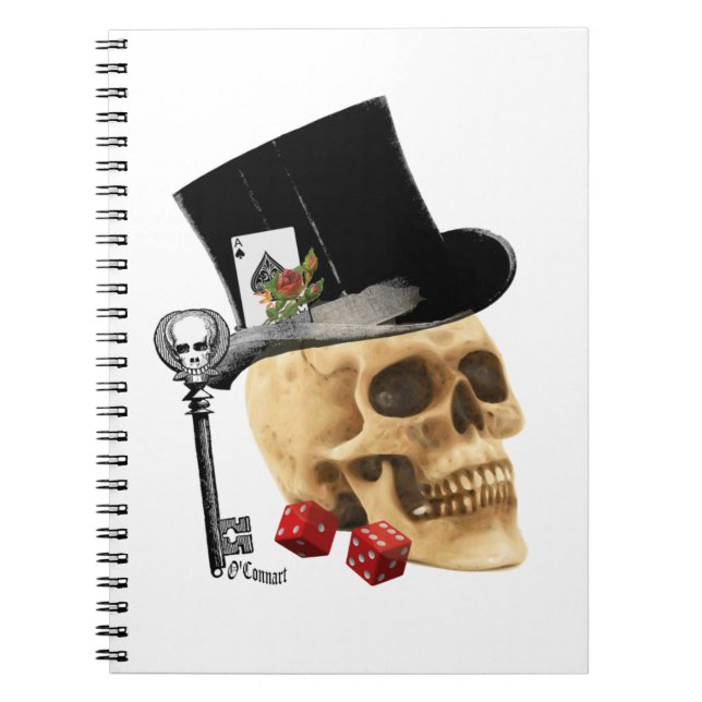 Gothic gambler skull tattoo design notebook (Front)