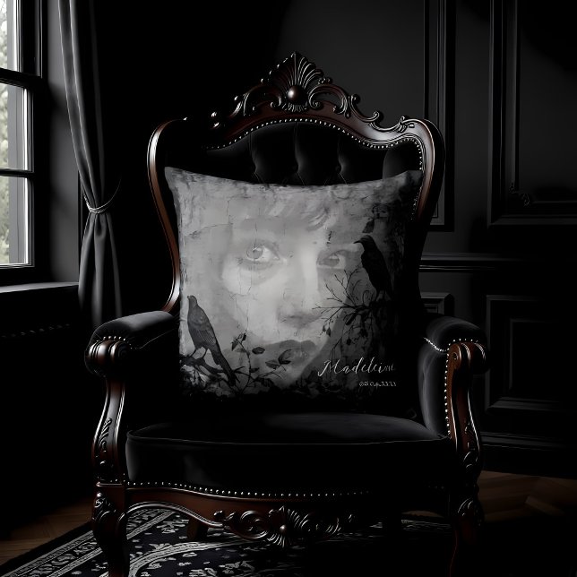 Gothic Garden Ravens Photo Throw Pillow (Creator Uploaded)