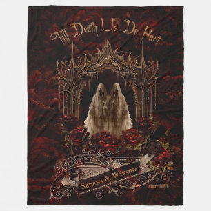 Gothic Ghost Couple Dark Flower Fleece Blanket