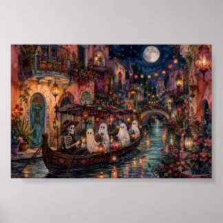 Gothic Ghost Gondola Venice Whimsigoth Haunted Art Poster