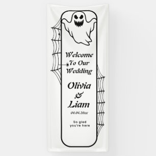 Gothic Ghost Halloween Wedding Welcome Sign, Linen Banner