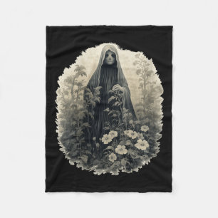 Gothic Ghost In The Forest Vintage Floral Ghost Ha Fleece Blanket