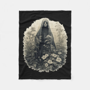 Gothic Ghost In The Forest Vintage Floral Ghost Ha Fleece Blanket