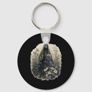 Gothic Ghost In The Forest Vintage Floral Ghost Ha Keychain