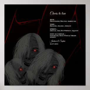 Gothic Ghosts Red White Black Dark Moody Halloween Poster