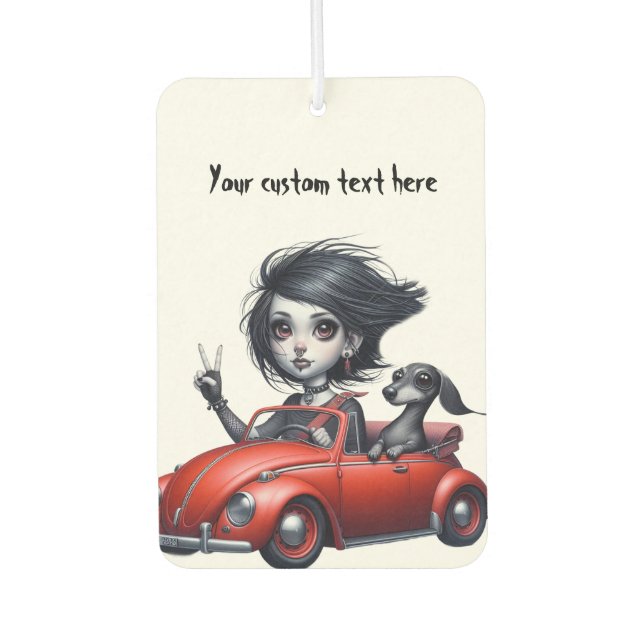 Gothic Girl and Dachshund Air Freshener (Front)
