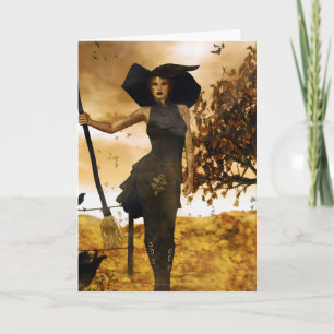 Gothic Girl Autumn Witch Card