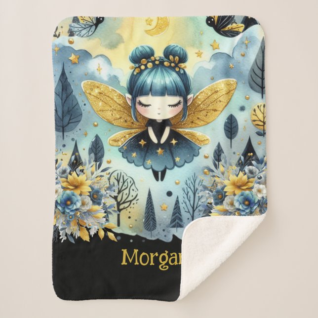 Gothic Girl Custom Decor Goth Kawaii Chibi Sherpa Blanket (Front)