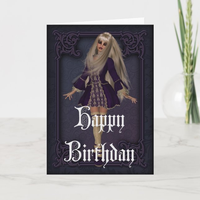 Gothic Girl Design 3 Happy Birthday Card (Front)